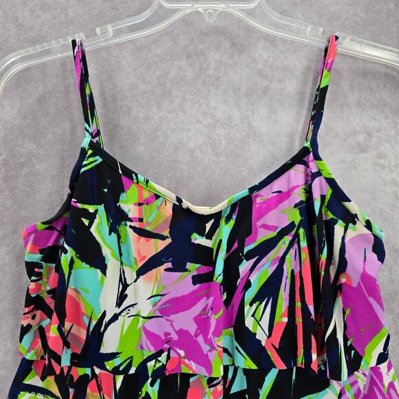 Caribbean Joe Purple Padded Swimwear Tankini Tank Top Medium M 10 - Picture 3 of 7